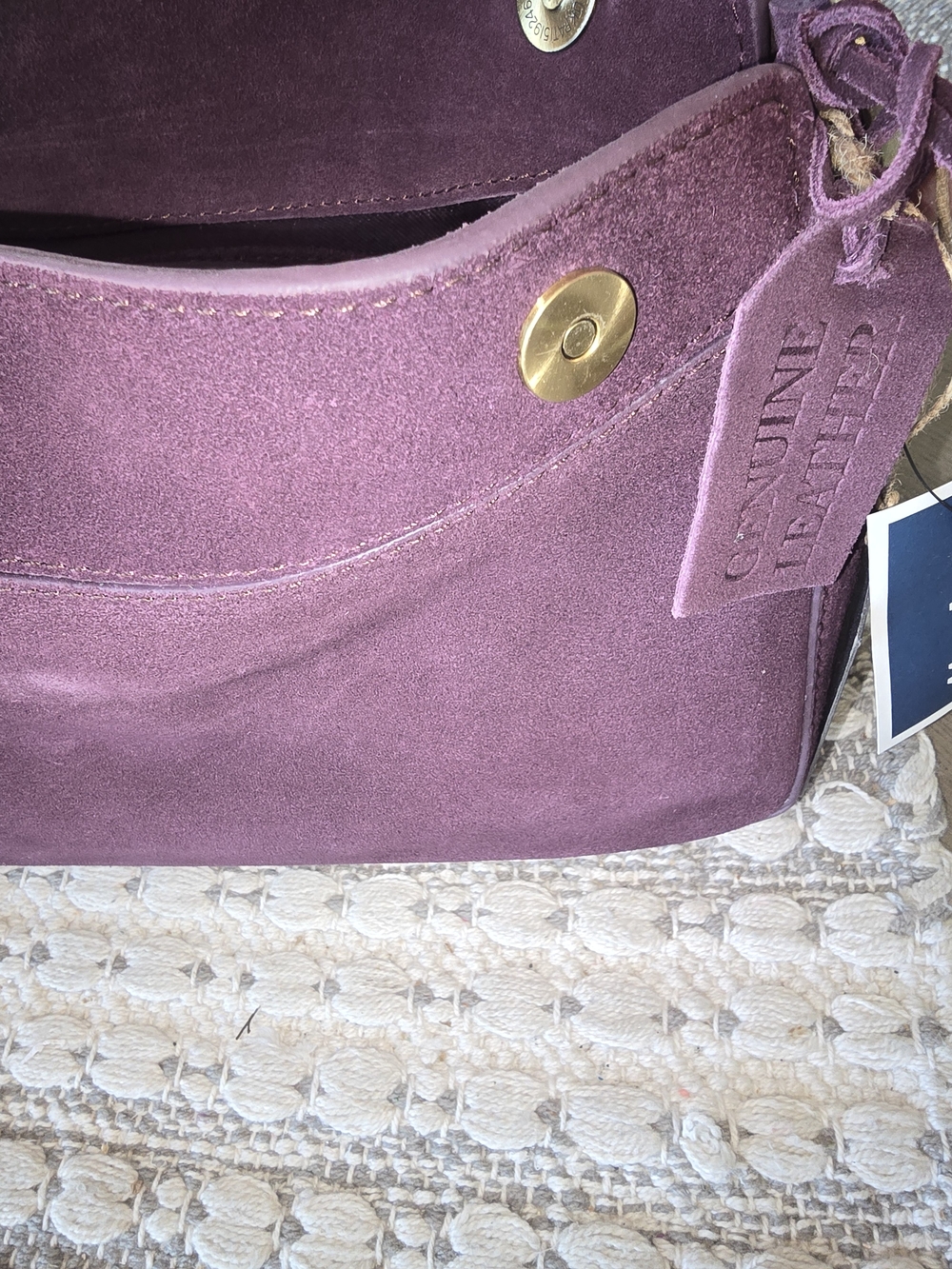Plum Suede Shoulder Bag - Women's Fashion Handbag - Picture 2 of 8